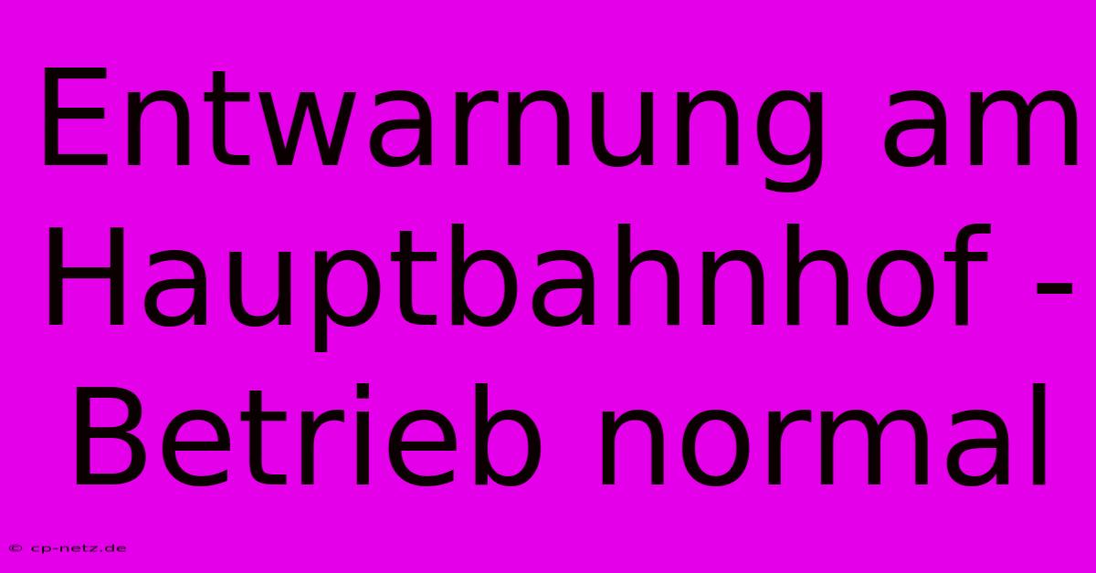 Entwarnung Am Hauptbahnhof - Betrieb Normal