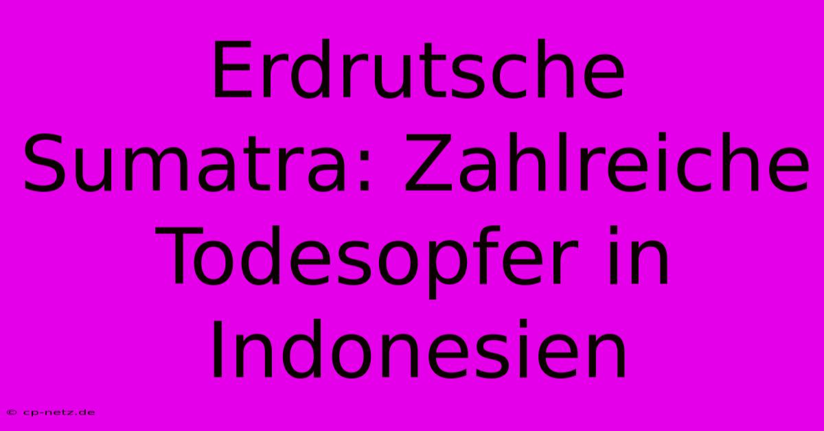 Erdrutsche Sumatra: Zahlreiche Todesopfer In Indonesien