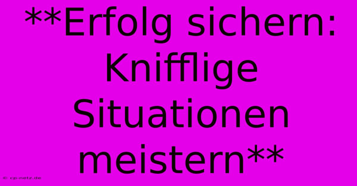 **Erfolg Sichern:  Knifflige Situationen Meistern**