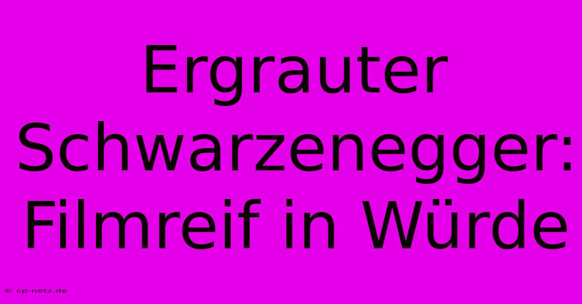 Ergrauter Schwarzenegger: Filmreif In Würde