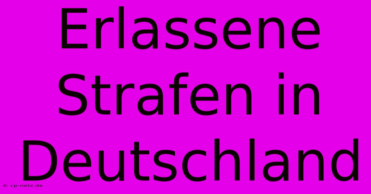 Erlassene Strafen In Deutschland