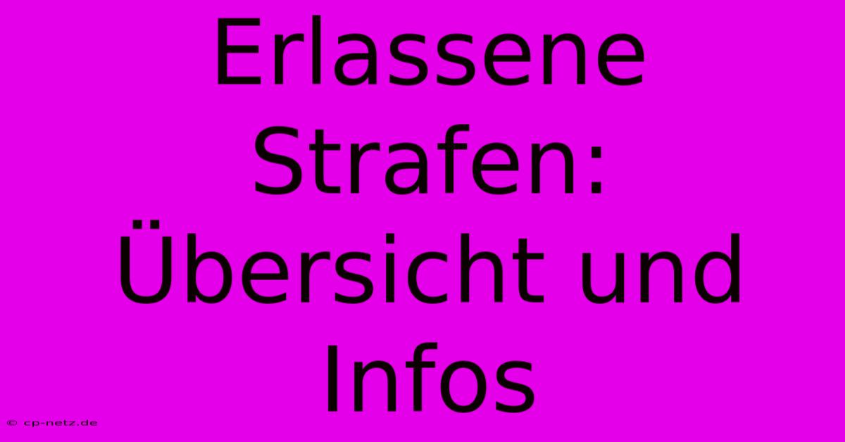 Erlassene Strafen: Übersicht Und Infos