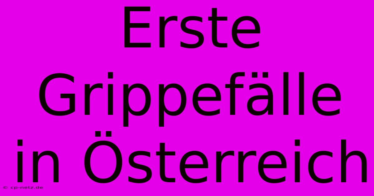 Erste Grippefälle In Österreich