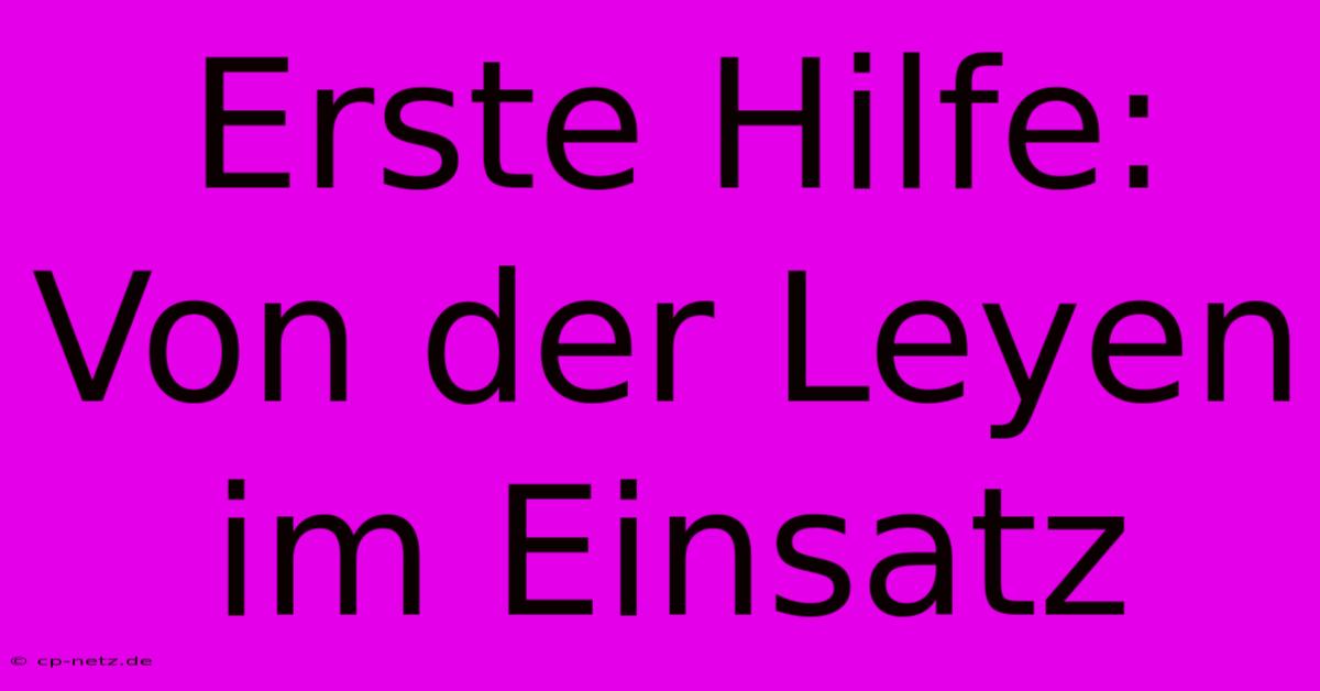 Erste Hilfe: Von Der Leyen Im Einsatz