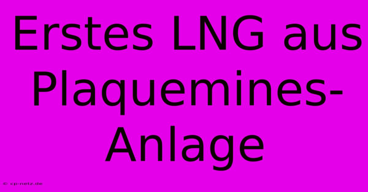 Erstes LNG Aus Plaquemines-Anlage