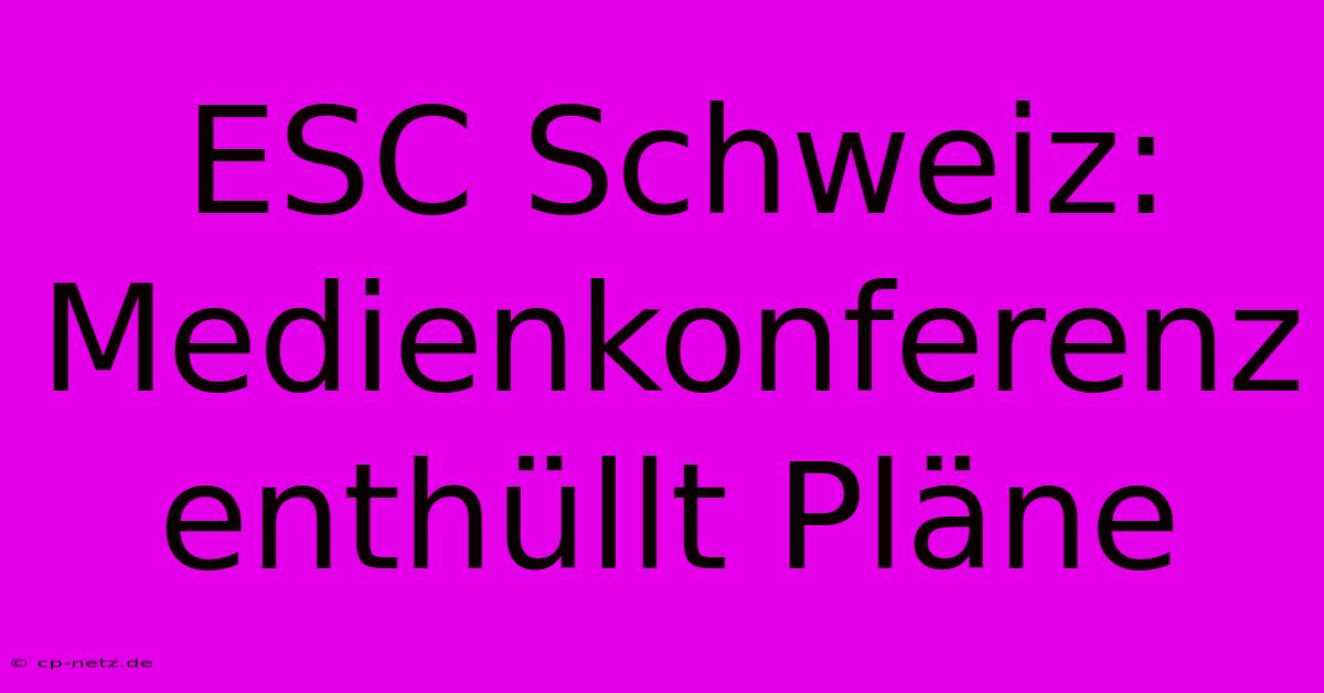 ESC Schweiz: Medienkonferenz Enthüllt Pläne