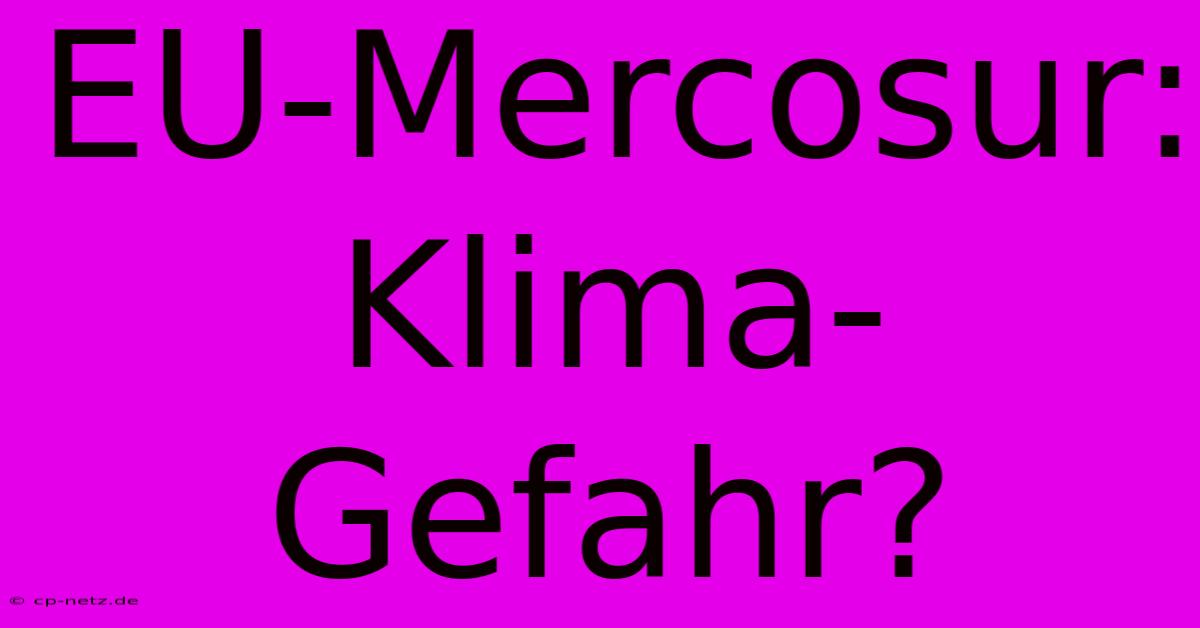 EU-Mercosur: Klima-Gefahr?