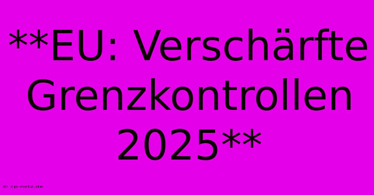 **EU: Verschärfte Grenzkontrollen 2025**