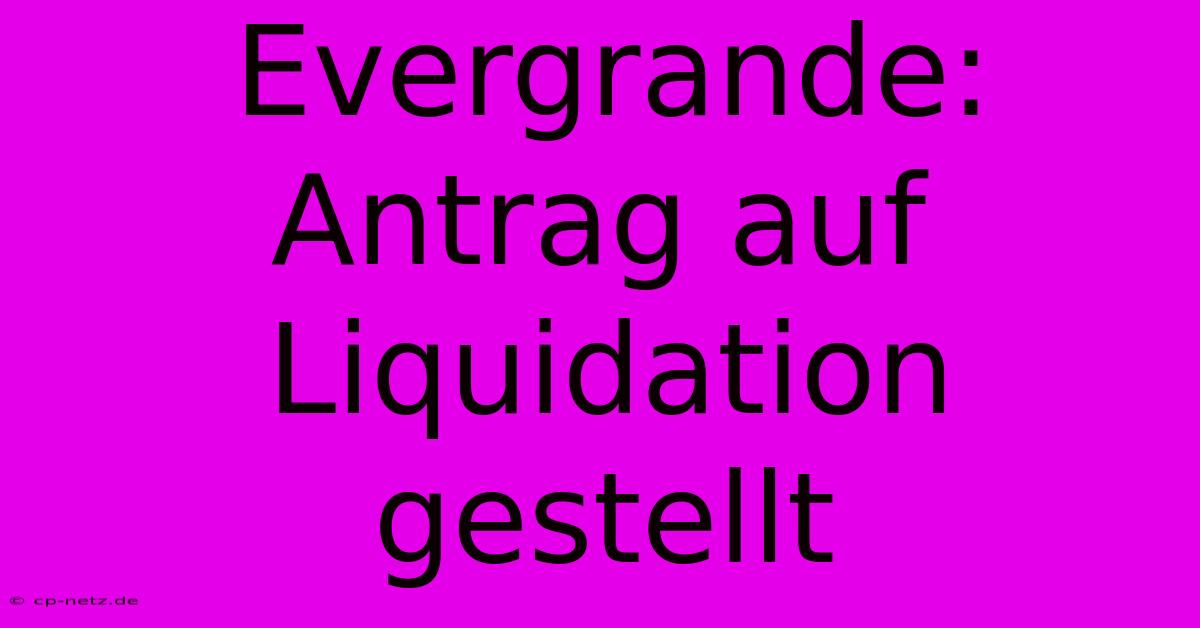 Evergrande: Antrag Auf Liquidation Gestellt