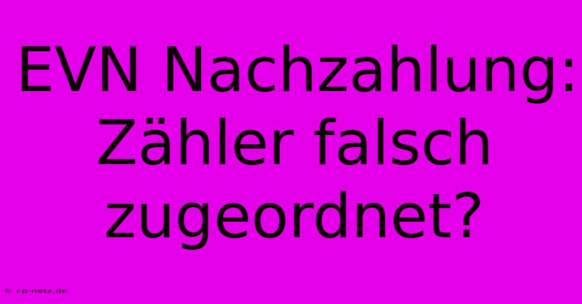 EVN Nachzahlung: Zähler Falsch Zugeordnet?