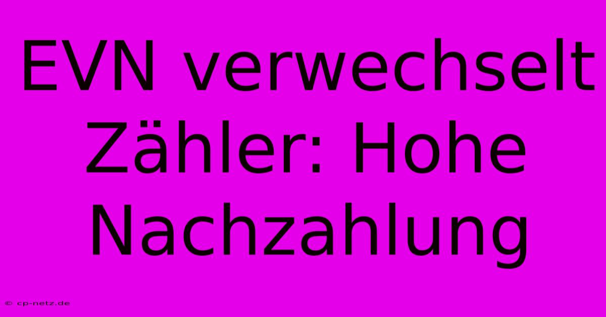 EVN Verwechselt Zähler: Hohe Nachzahlung