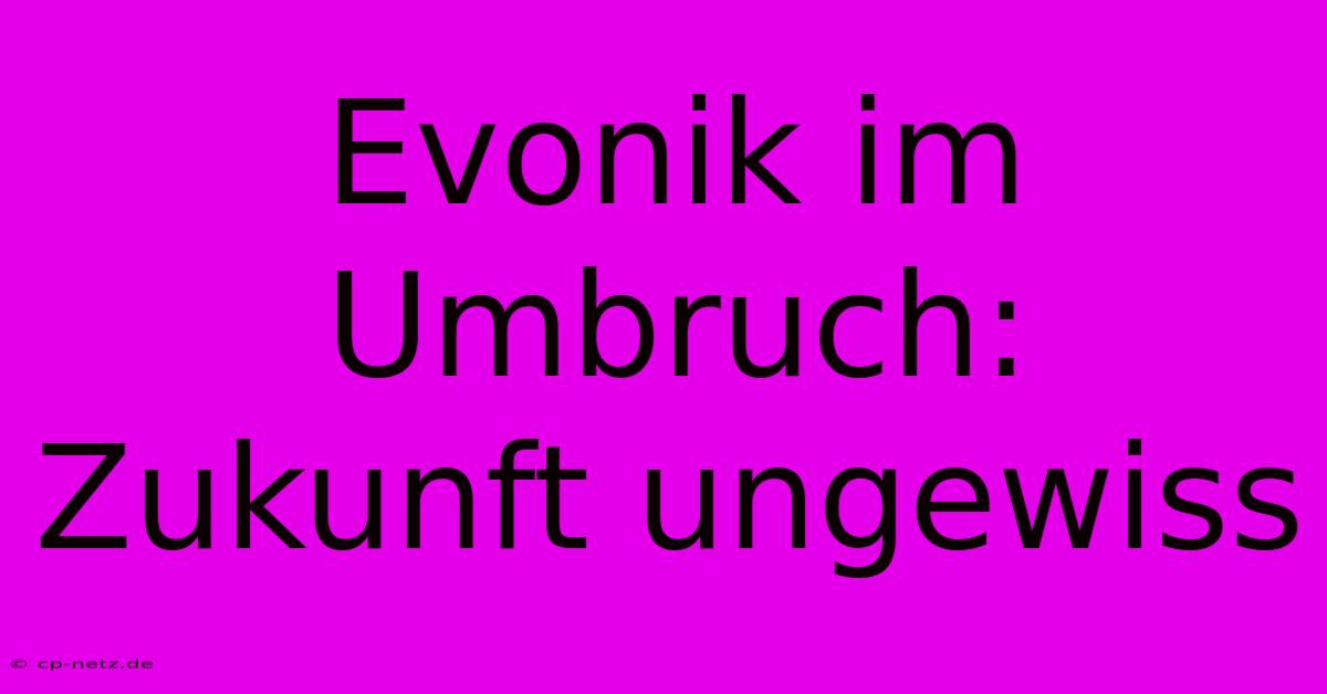 Evonik Im Umbruch: Zukunft Ungewiss