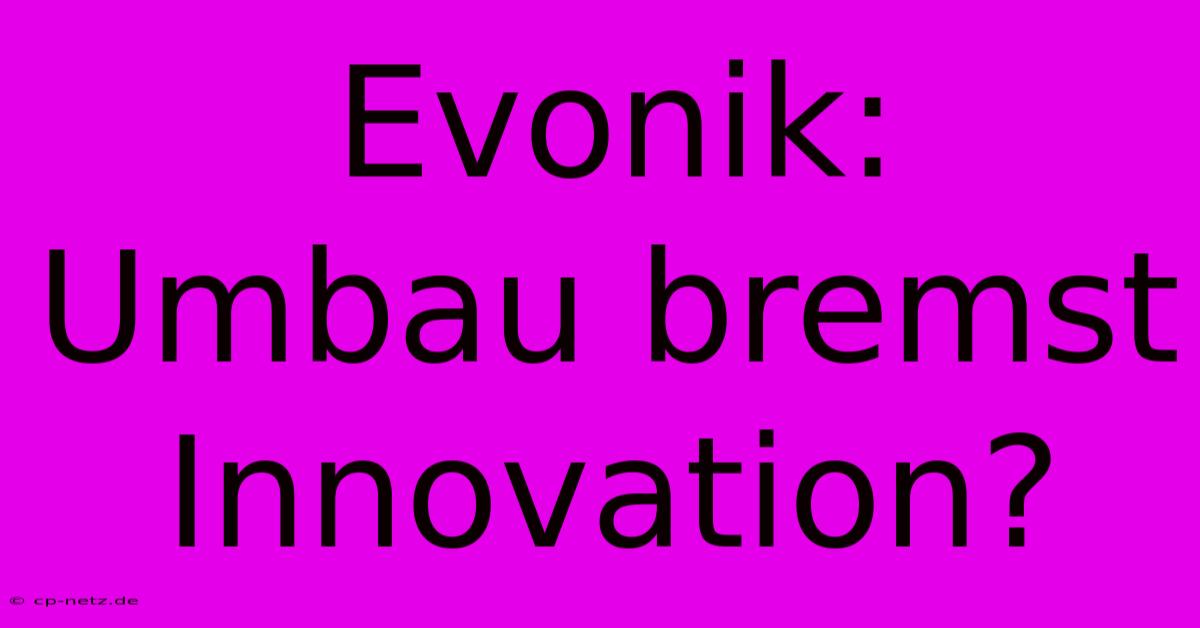 Evonik: Umbau Bremst Innovation?