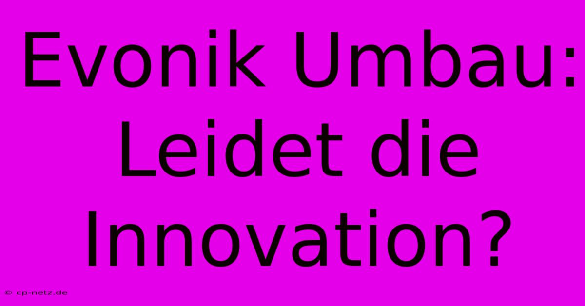 Evonik Umbau:  Leidet Die Innovation?