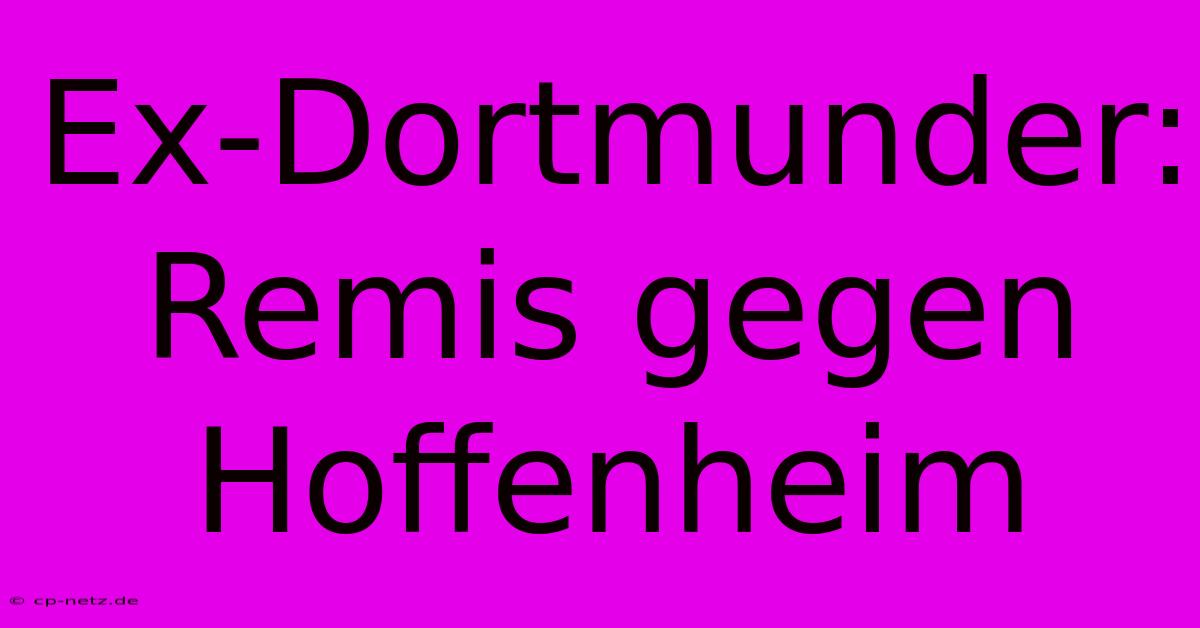 Ex-Dortmunder: Remis Gegen Hoffenheim