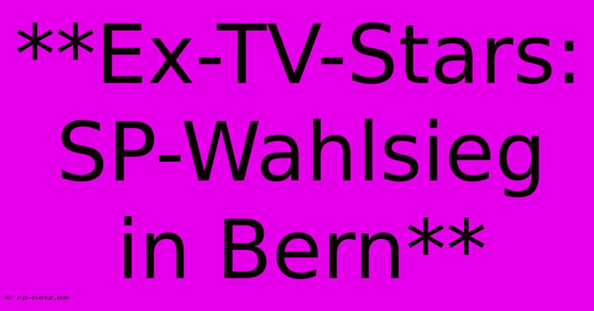 **Ex-TV-Stars: SP-Wahlsieg In Bern**