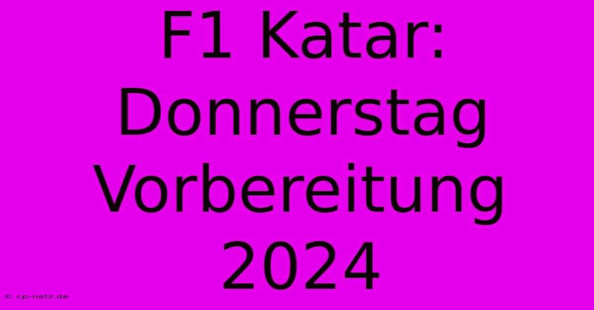 F1 Katar: Donnerstag Vorbereitung 2024