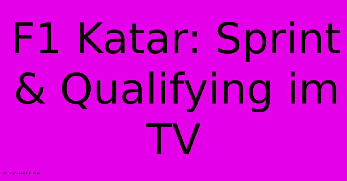 F1 Katar: Sprint & Qualifying Im TV