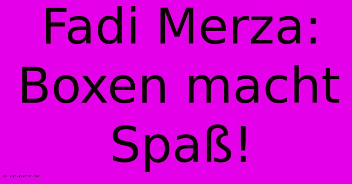 Fadi Merza: Boxen Macht Spaß!