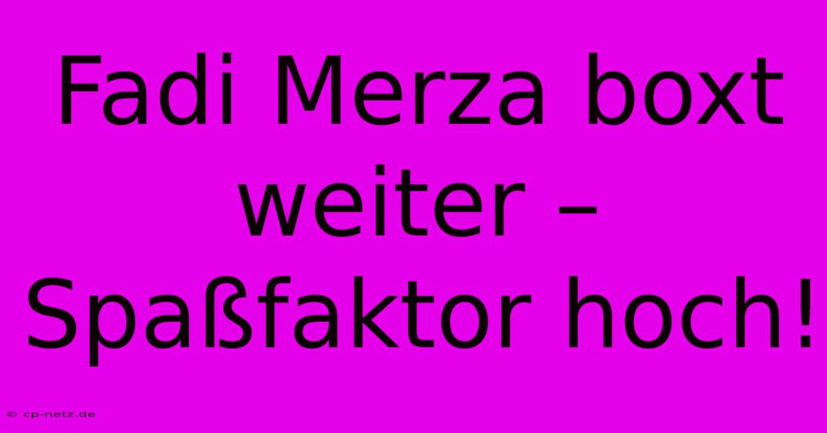 Fadi Merza Boxt Weiter – Spaßfaktor Hoch!