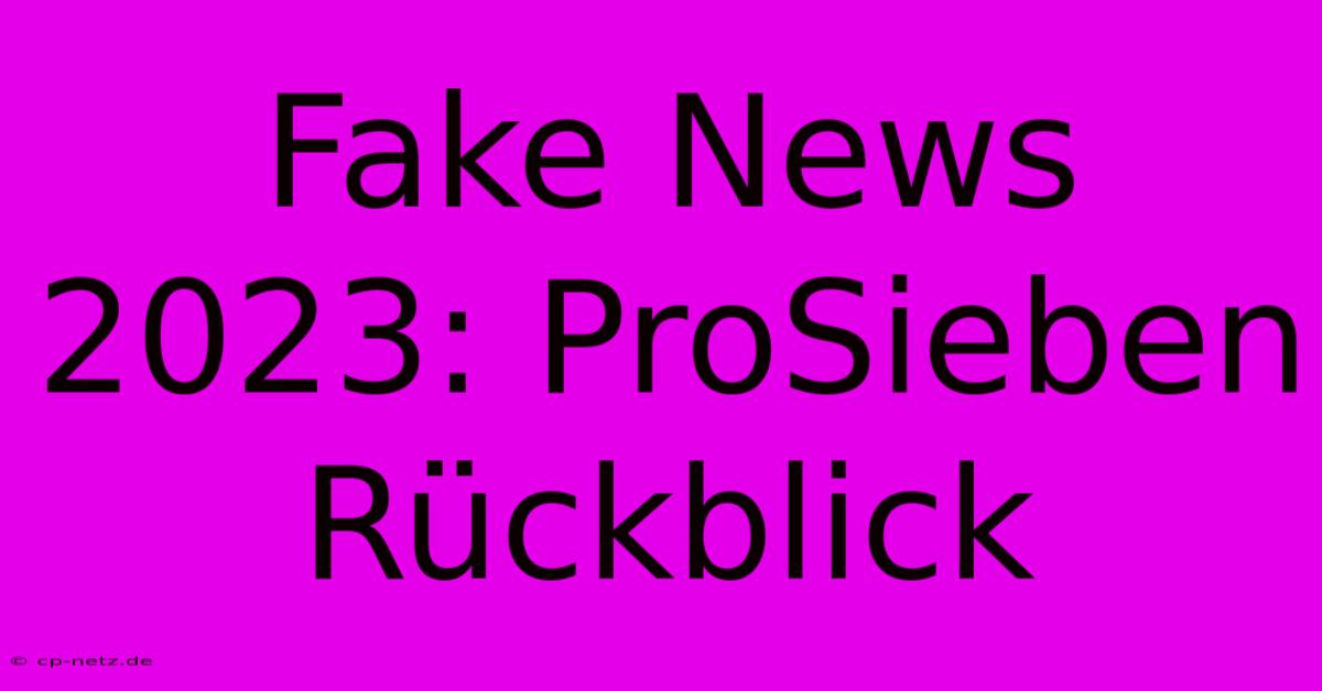 Fake News 2023: ProSieben Rückblick