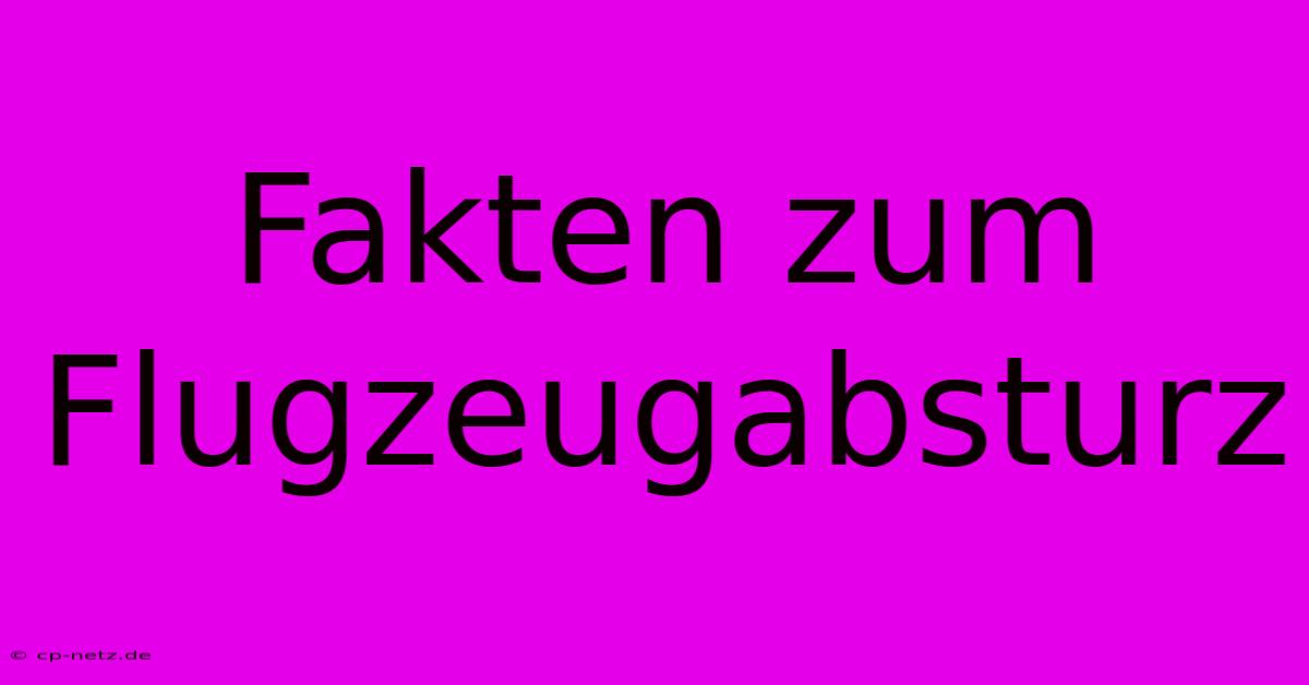 Fakten Zum Flugzeugabsturz