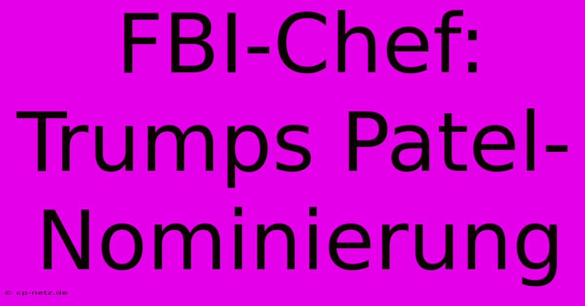 FBI-Chef: Trumps Patel-Nominierung