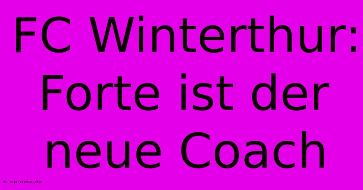 FC Winterthur: Forte Ist Der Neue Coach