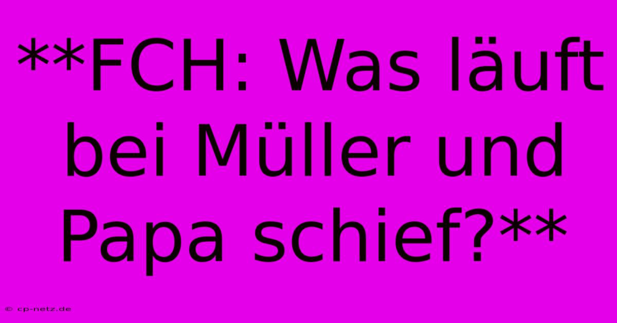 **FCH: Was Läuft Bei Müller Und Papa Schief?**