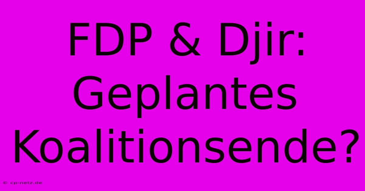 FDP & Djir: Geplantes Koalitionsende?