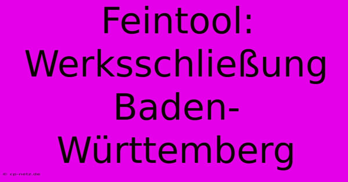 Feintool: Werksschließung Baden-Württemberg