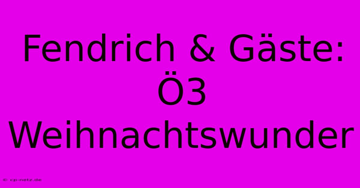 Fendrich & Gäste: Ö3 Weihnachtswunder