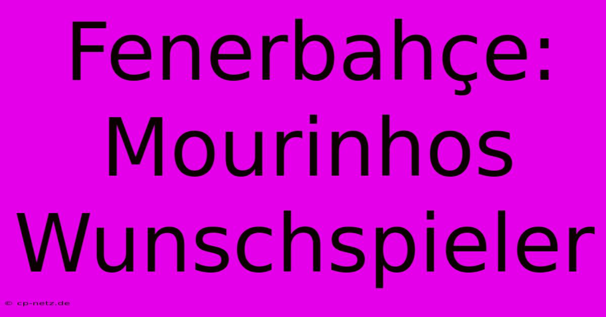 Fenerbahçe: Mourinhos Wunschspieler