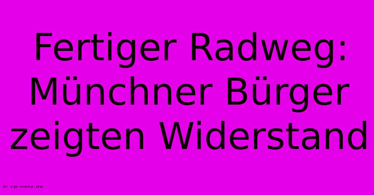 Fertiger Radweg: Münchner Bürger Zeigten Widerstand