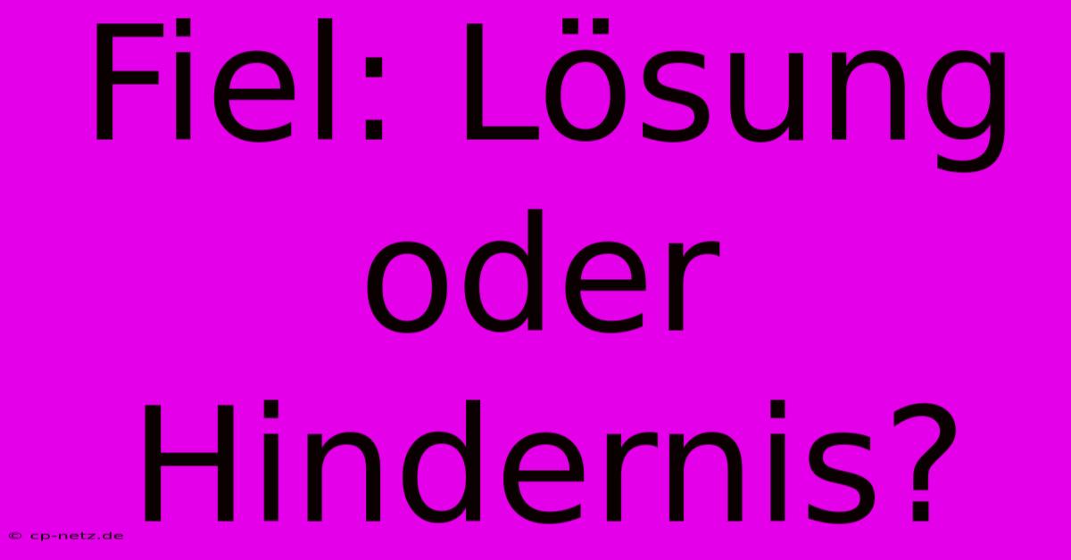 Fiel: Lösung Oder Hindernis?