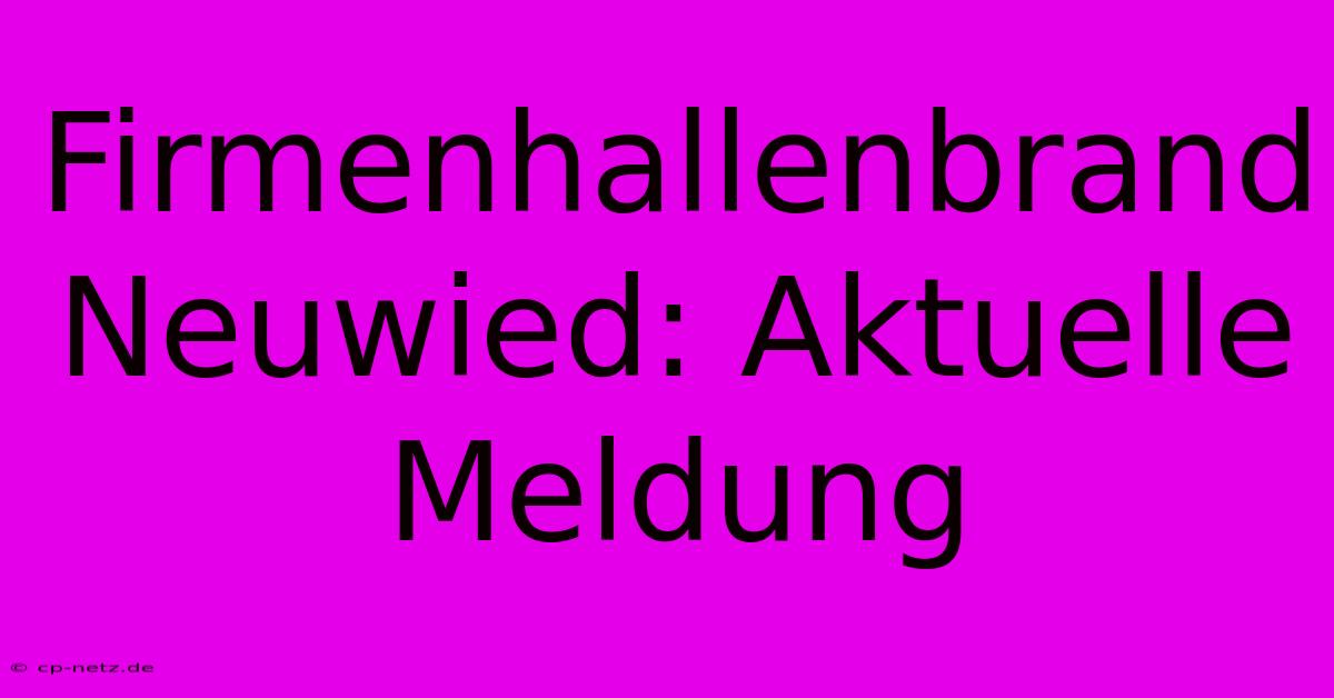 Firmenhallenbrand Neuwied: Aktuelle Meldung