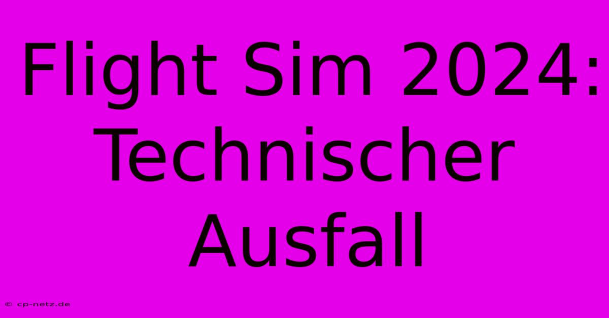 Flight Sim 2024: Technischer Ausfall