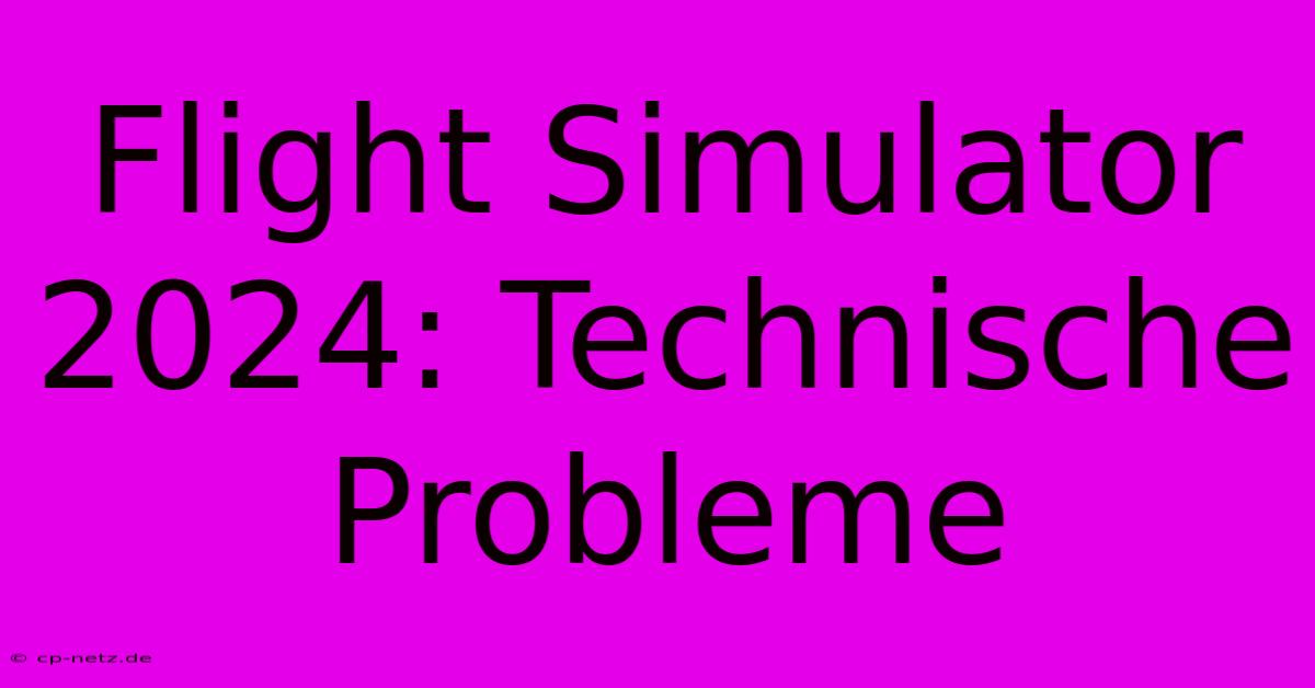 Flight Simulator 2024: Technische Probleme