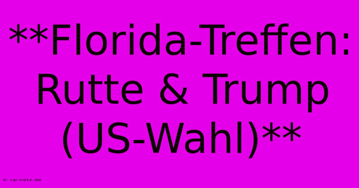 **Florida-Treffen: Rutte & Trump (US-Wahl)**