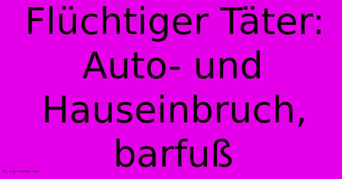 Flüchtiger Täter: Auto- Und Hauseinbruch, Barfuß