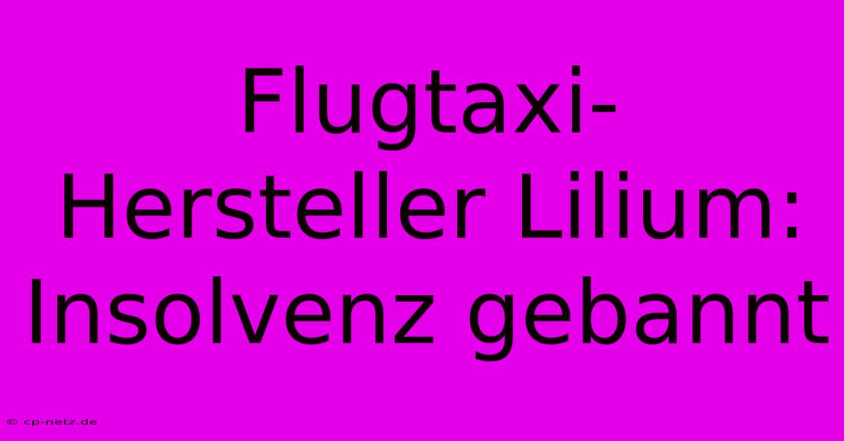 Flugtaxi-Hersteller Lilium: Insolvenz Gebannt