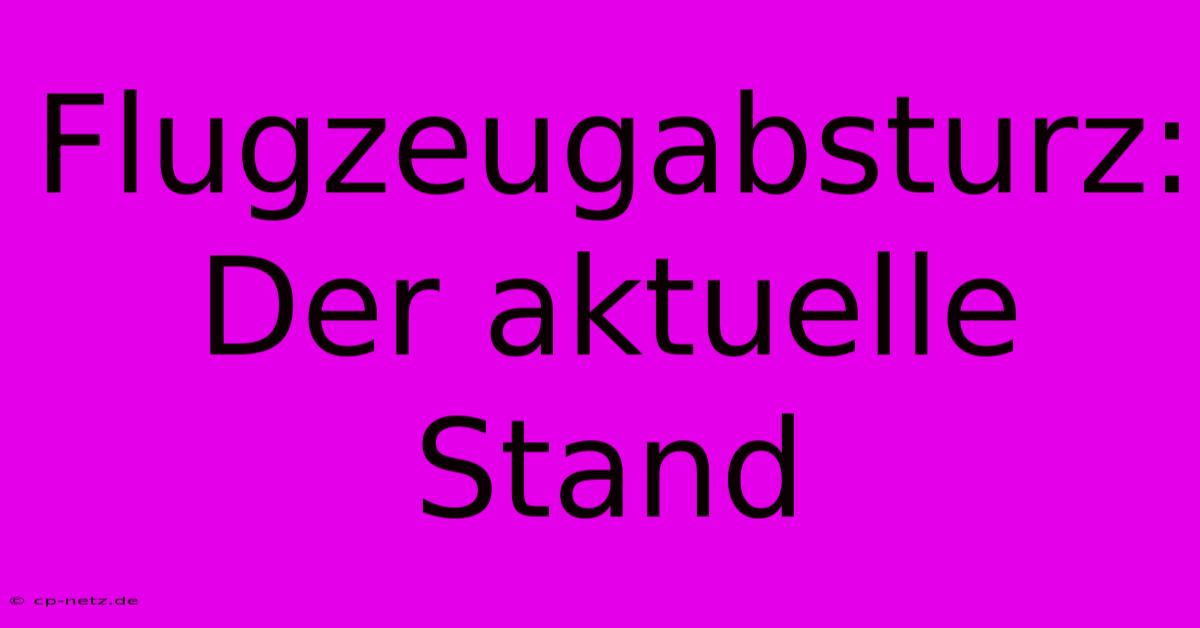 Flugzeugabsturz: Der Aktuelle Stand