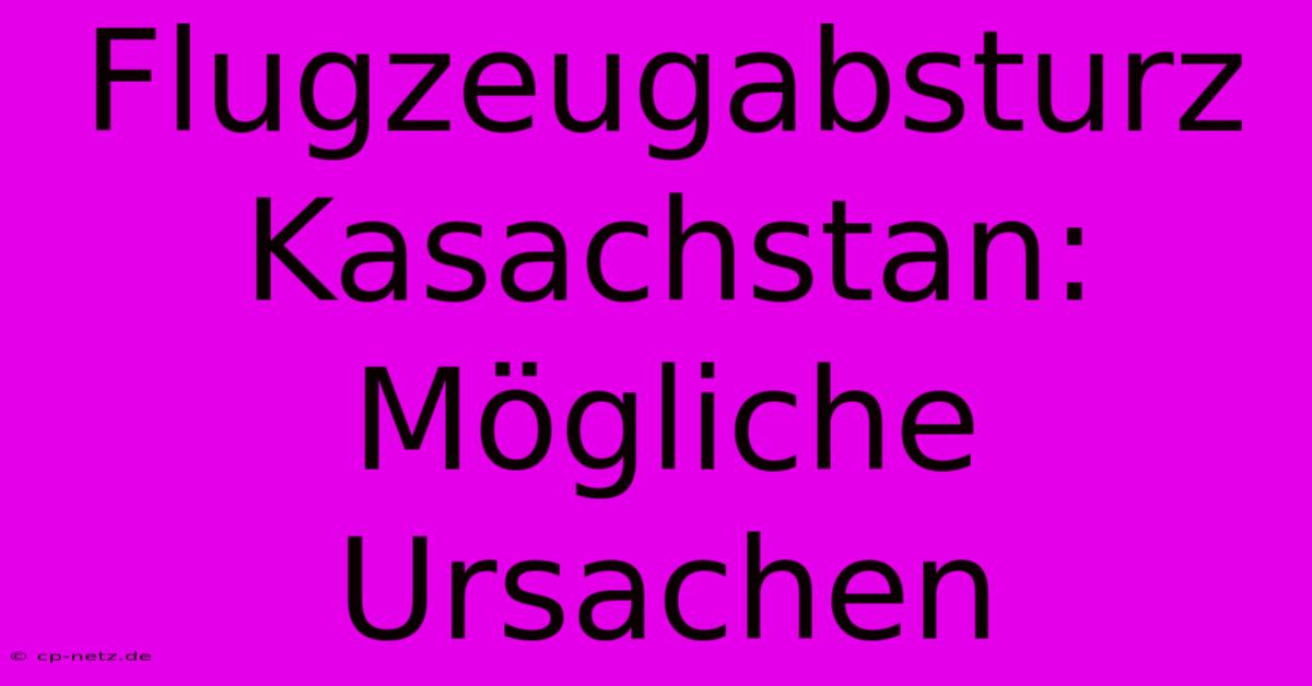 Flugzeugabsturz Kasachstan: Mögliche Ursachen