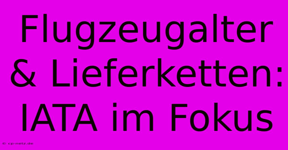 Flugzeugalter & Lieferketten: IATA Im Fokus