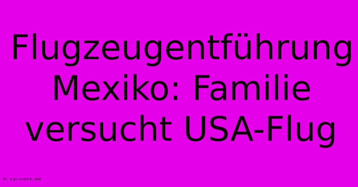 Flugzeugentführung Mexiko: Familie Versucht USA-Flug