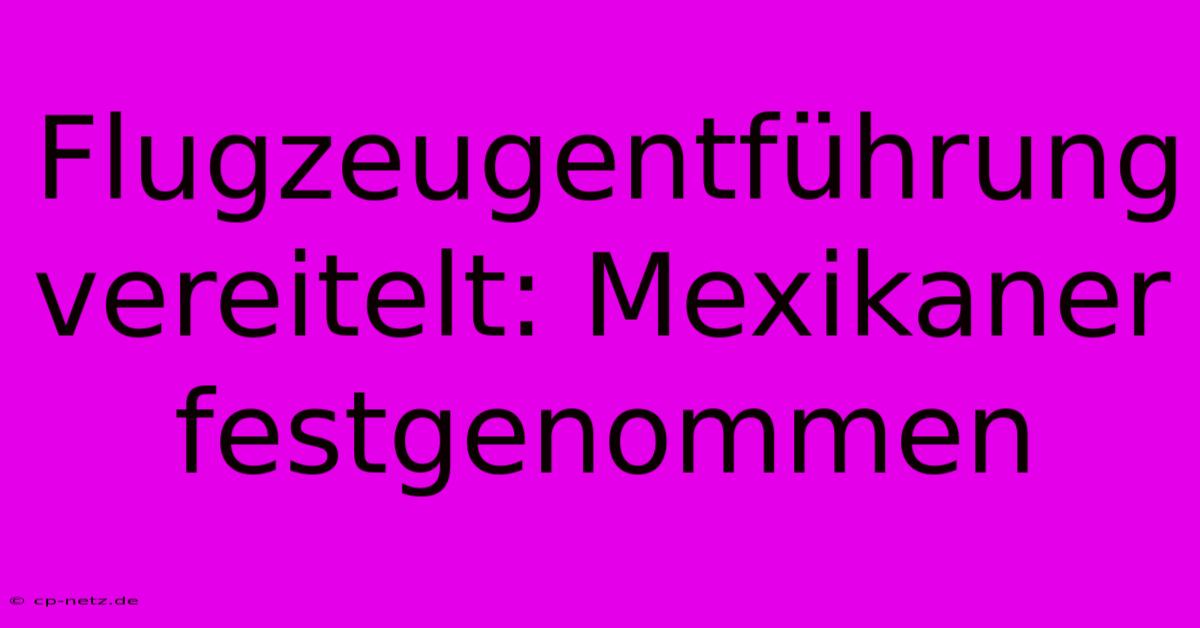 Flugzeugentführung Vereitelt: Mexikaner Festgenommen