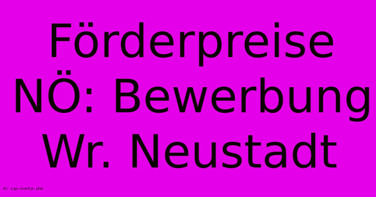 Förderpreise NÖ: Bewerbung Wr. Neustadt