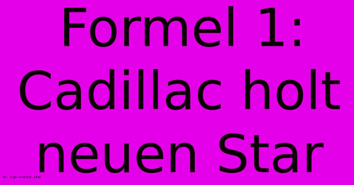 Formel 1: Cadillac Holt Neuen Star