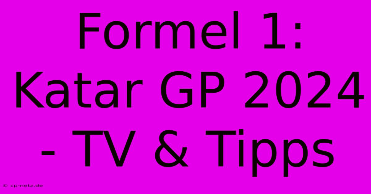 Formel 1: Katar GP 2024 - TV & Tipps