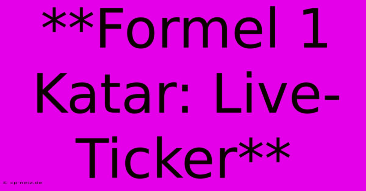 **Formel 1 Katar: Live-Ticker**